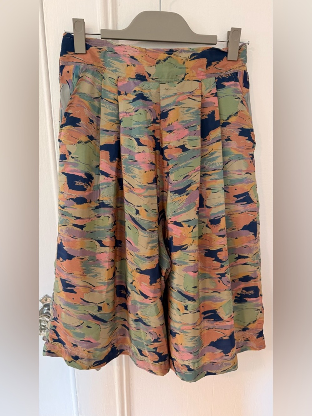 Lightweight Abstract Print Elastic Waist Shorts culottes  - Multi